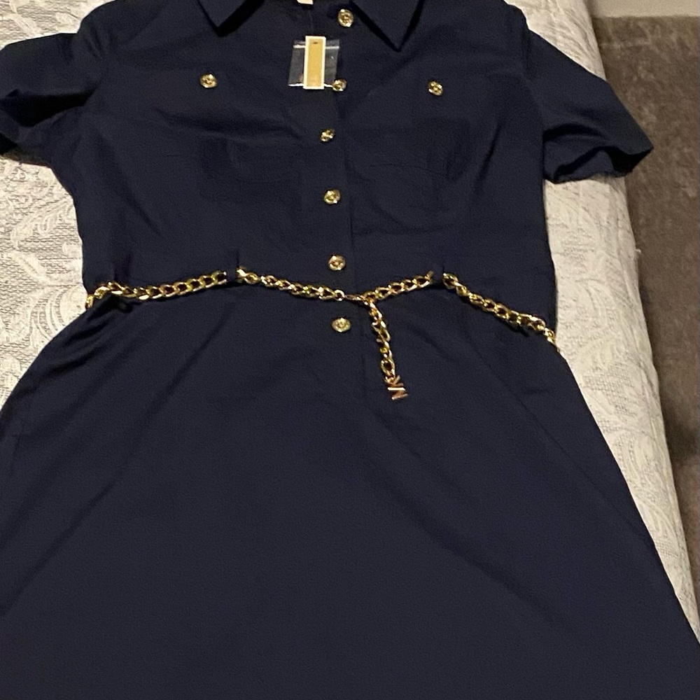 Michael Kors Navy Dress with chain accent